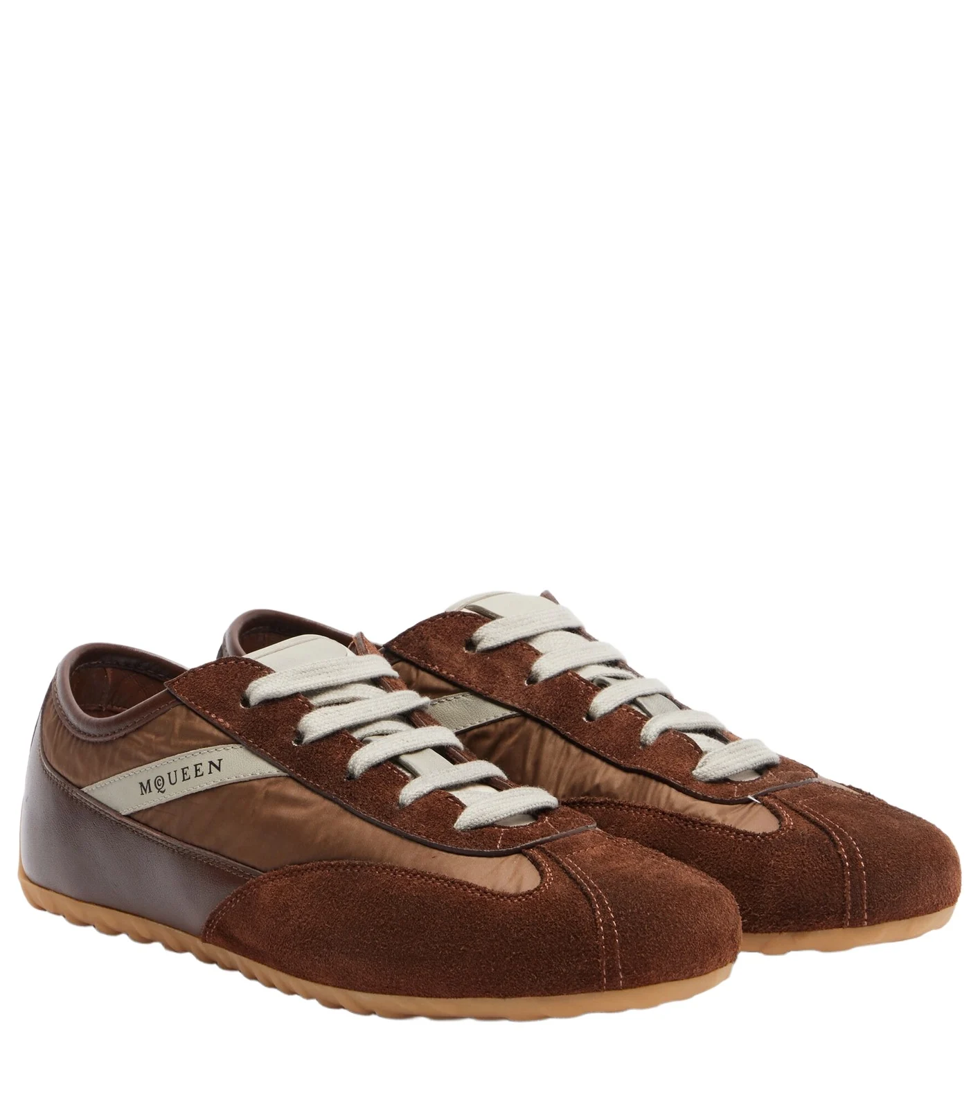 Boxe suede-trimmed sneakers