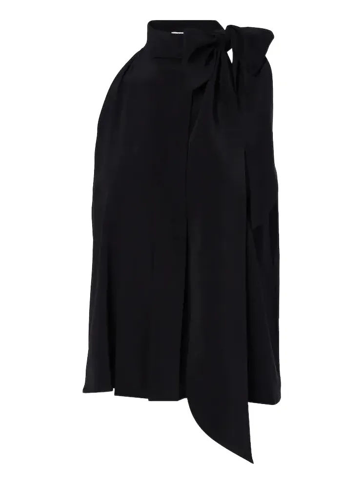 Pleated tie-neck silk crêpe de chine top Pleated tie-neck silk crêpe de chine top