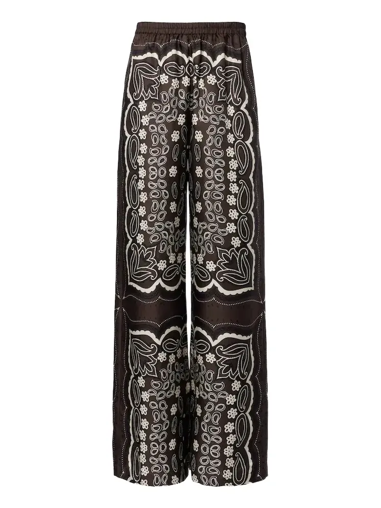 Morgan printed silk twill wide-leg pants Morgan printed silk twill wide-leg pants