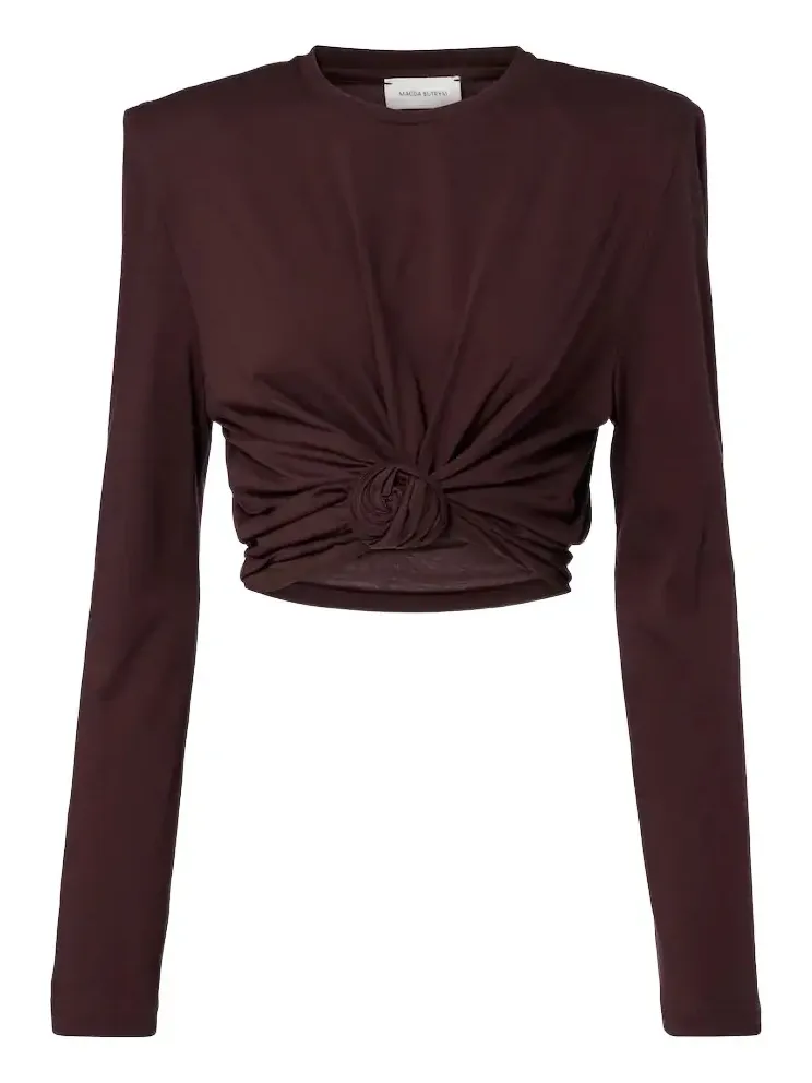 Cotton-blend jersey crop top