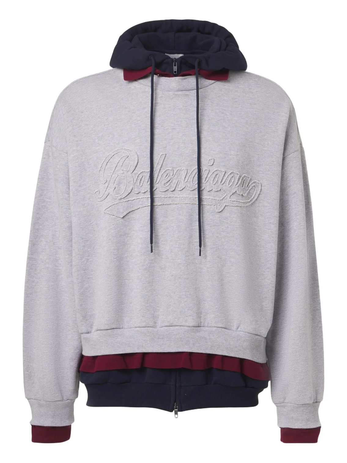 Balenciaga Logo layered cotton jersey hoodie