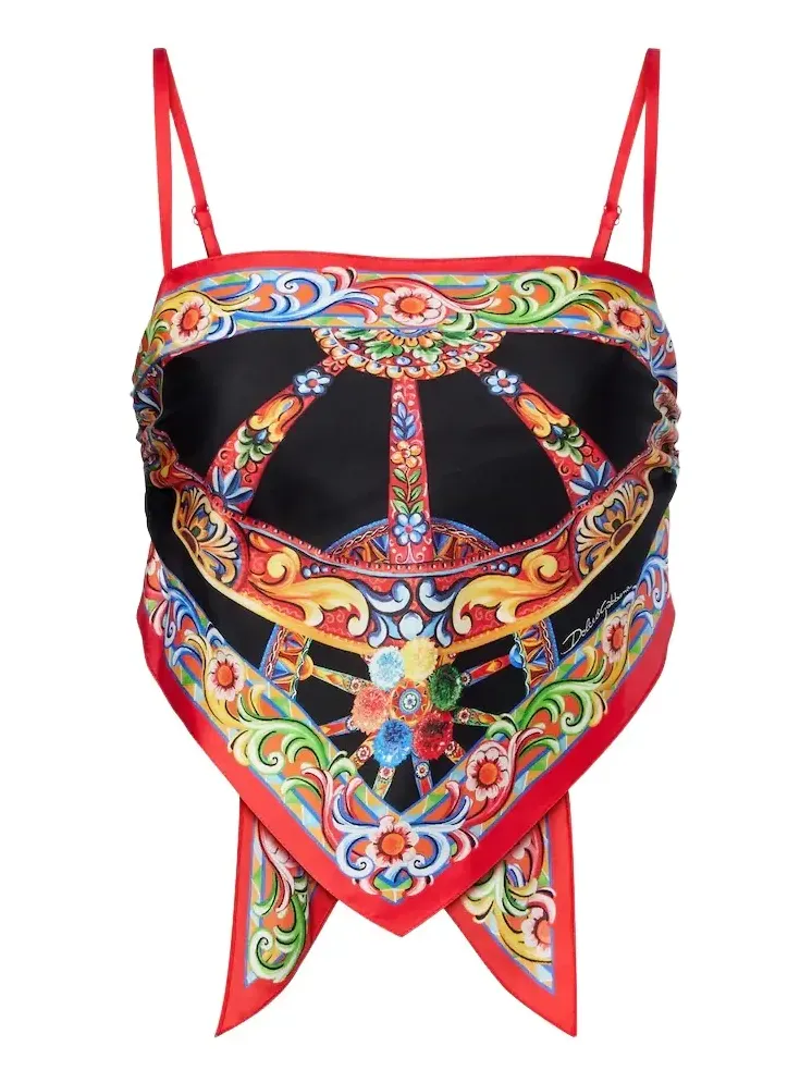 Carretto silk twill crop top