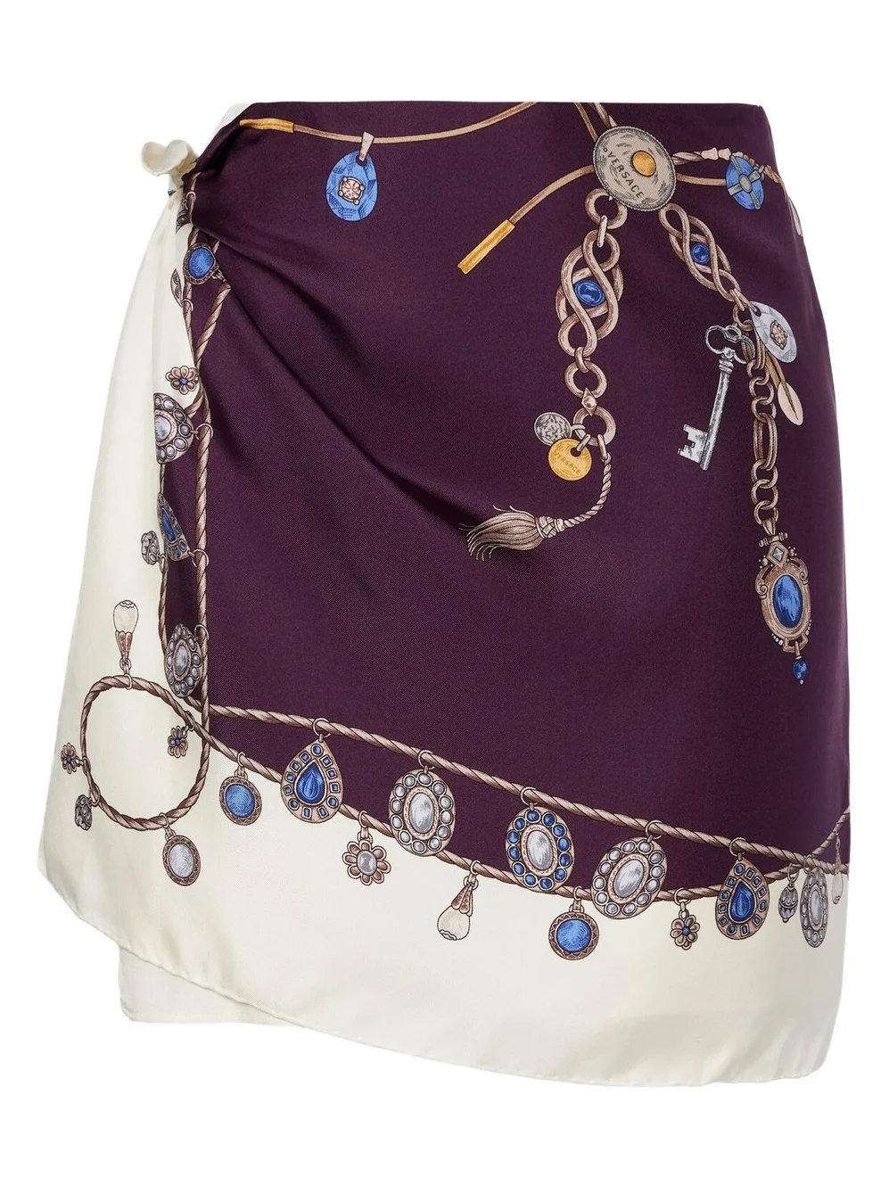 Printed sill twill wrap skirt