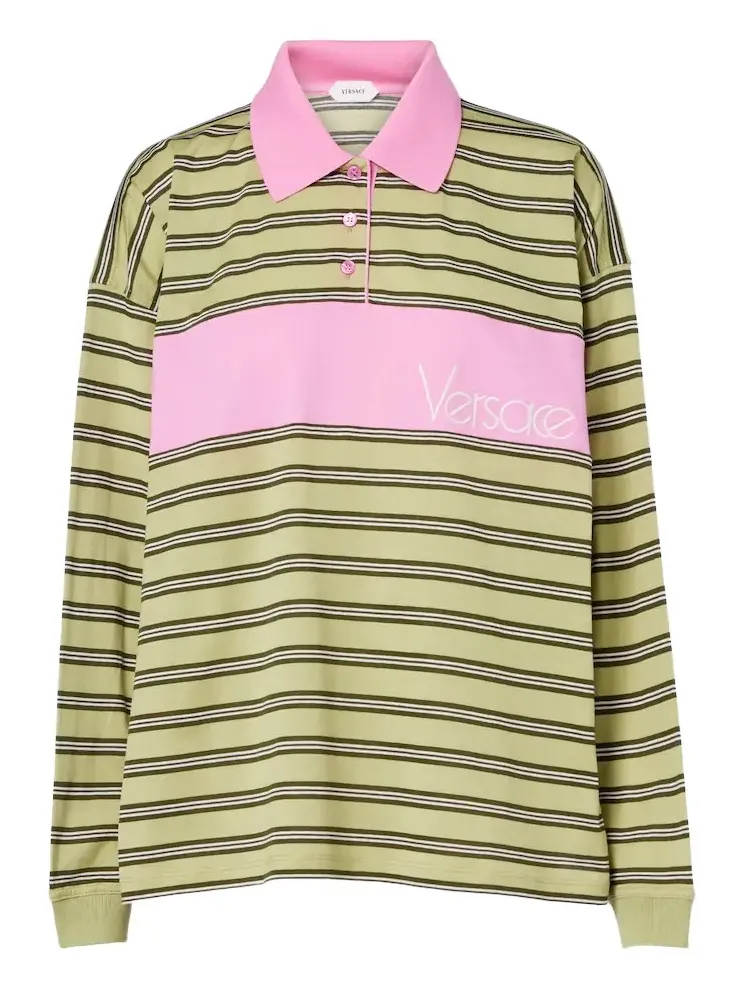 Striped oversized cotton jersey polo shirt Striped oversized cotton jersey polo shirt