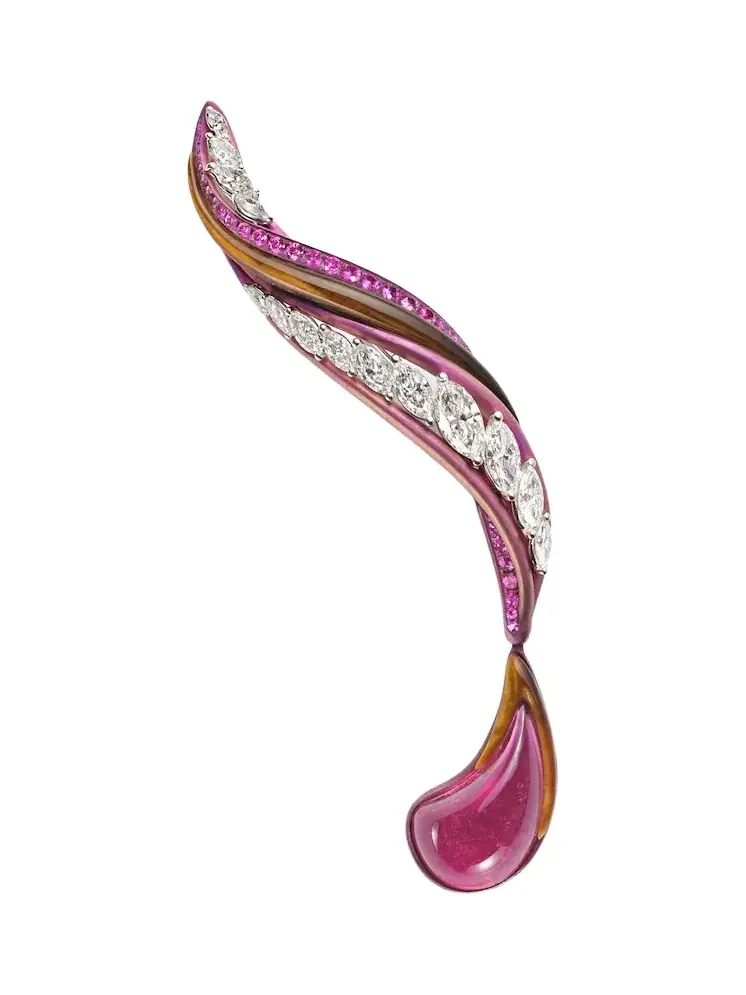 Titanium brooch with gemstones