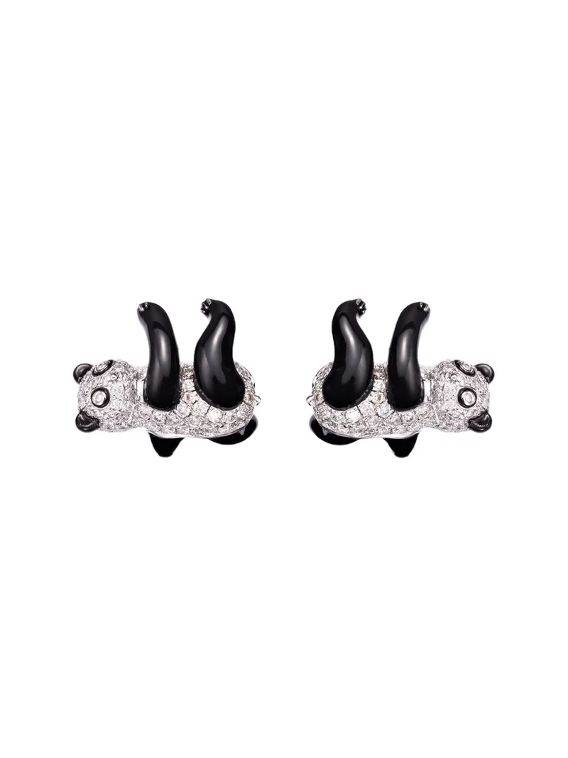 Yvonne Léon Panda 9kt white gold earrings with diamonds Yvonne Léon Panda 9kt white gold earrings with diamonds