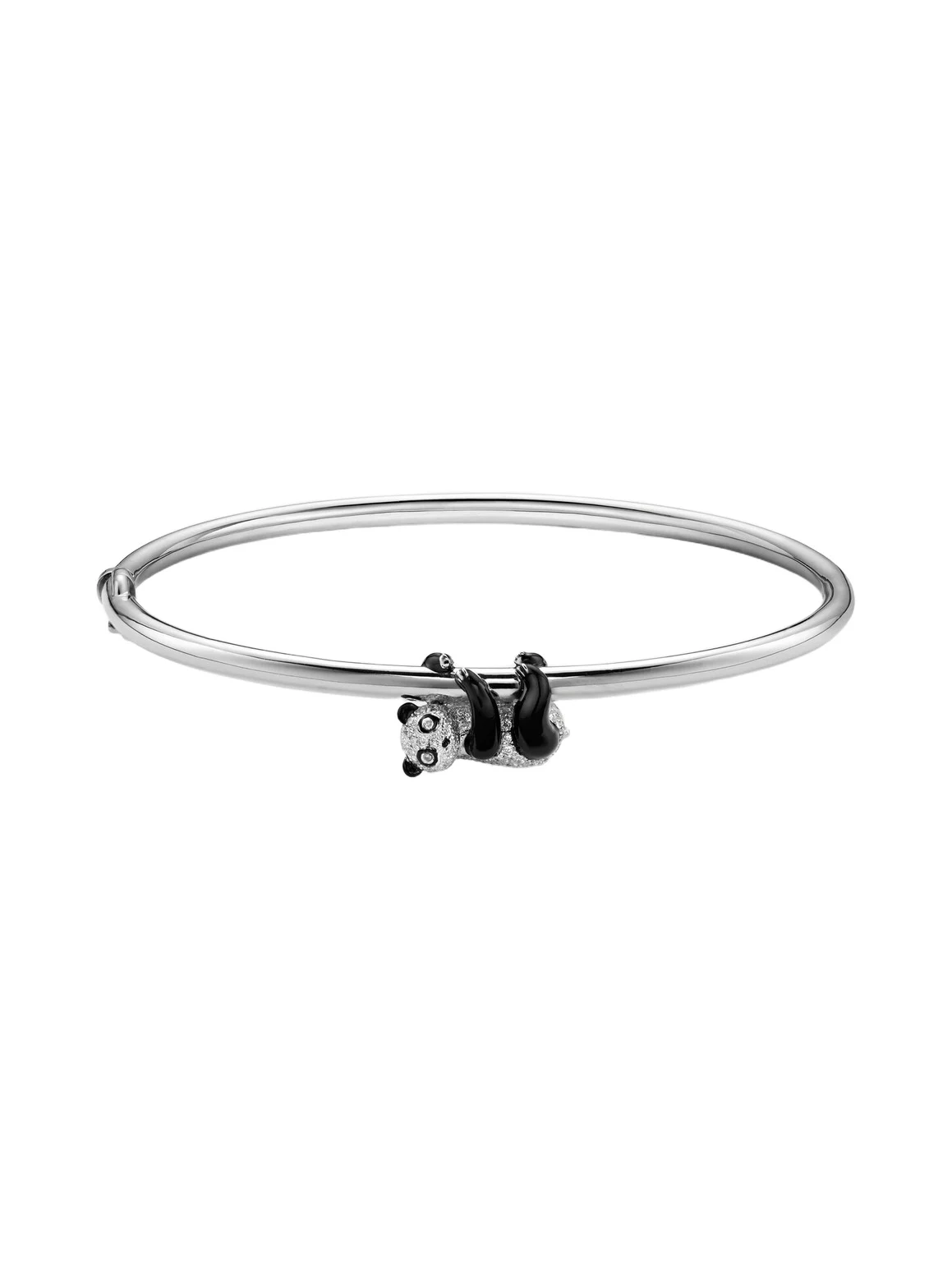 Panda 9kt white gold bangle with diamonds