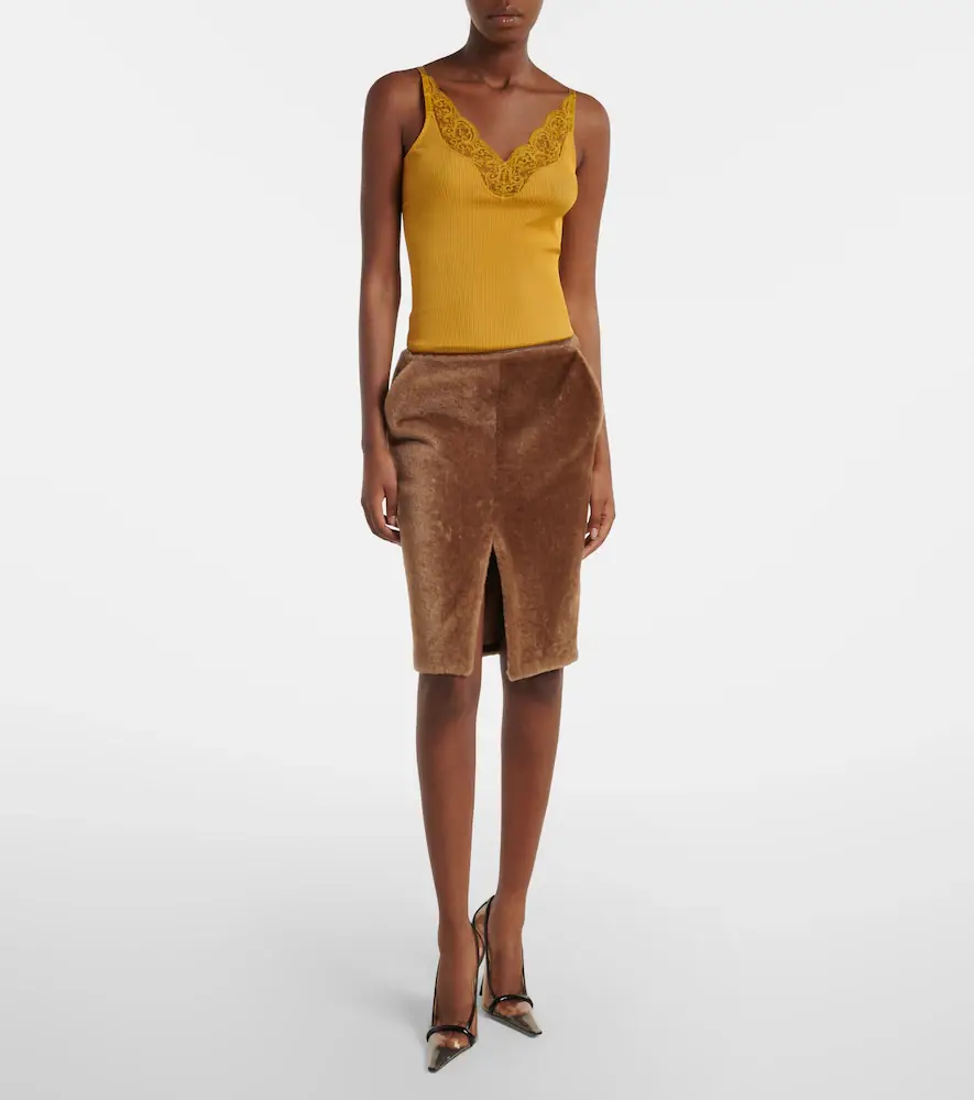 Saint Laurent Shearling pencil skirt | Thumbnail 2