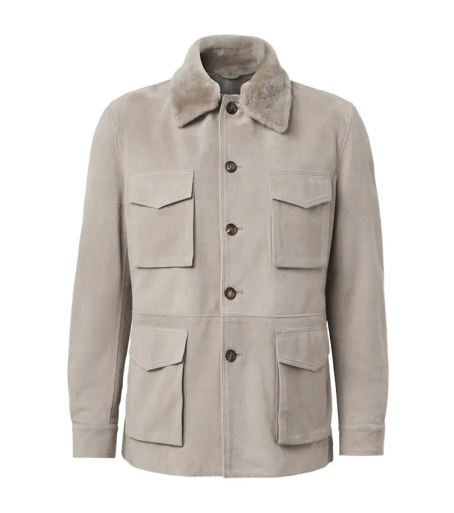 ELEVENTY Shearling-trimmed suede field jacket | Image 1 ELEVENTY Shearling-trimmed suede field jacket | Image 1