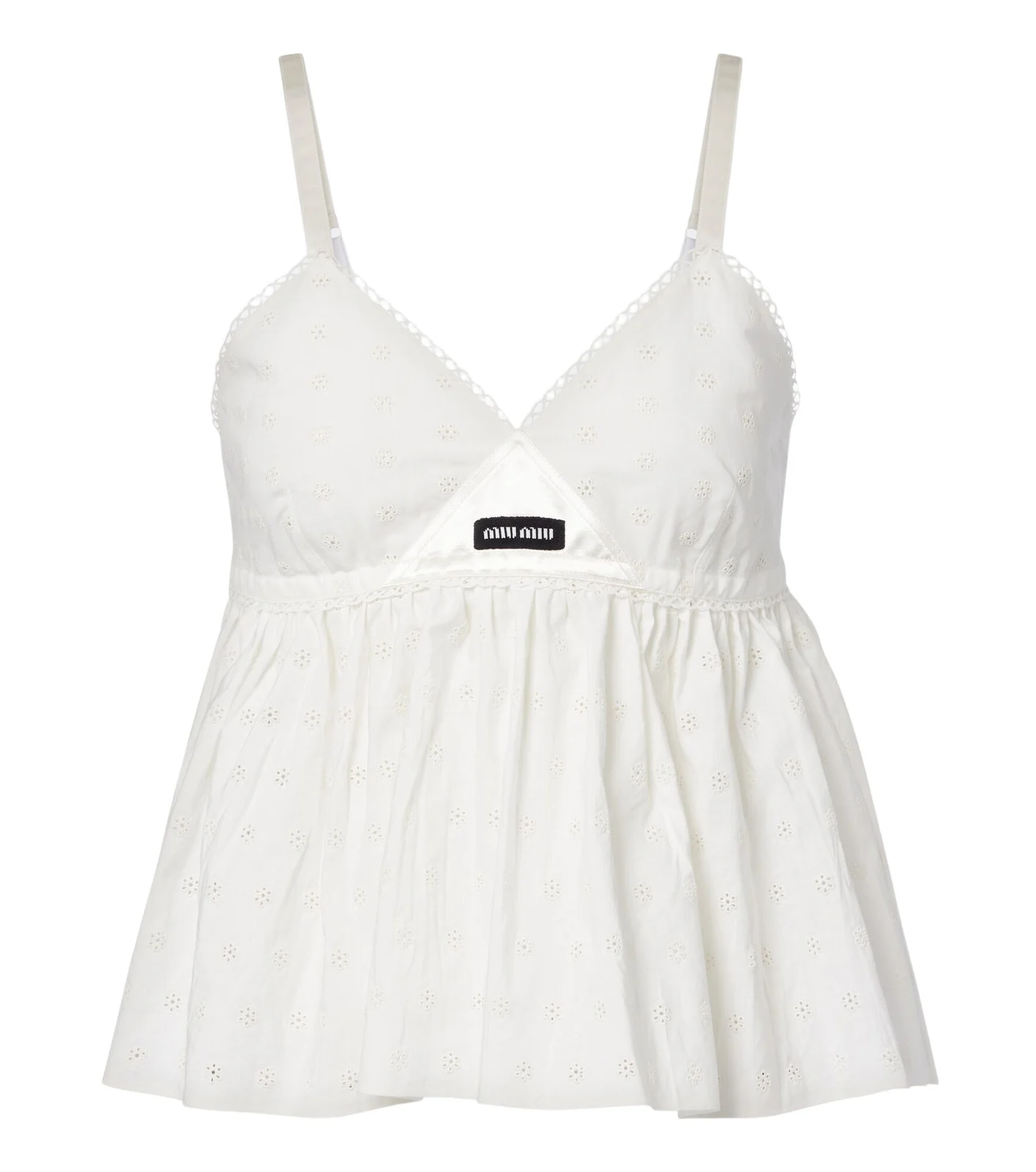 Miu Miu Embroidered cotton and linen-blend top