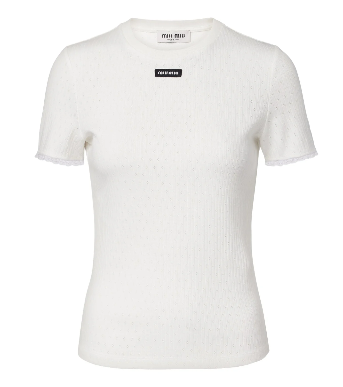 Miu Miu Pointelle cotton T-shirt