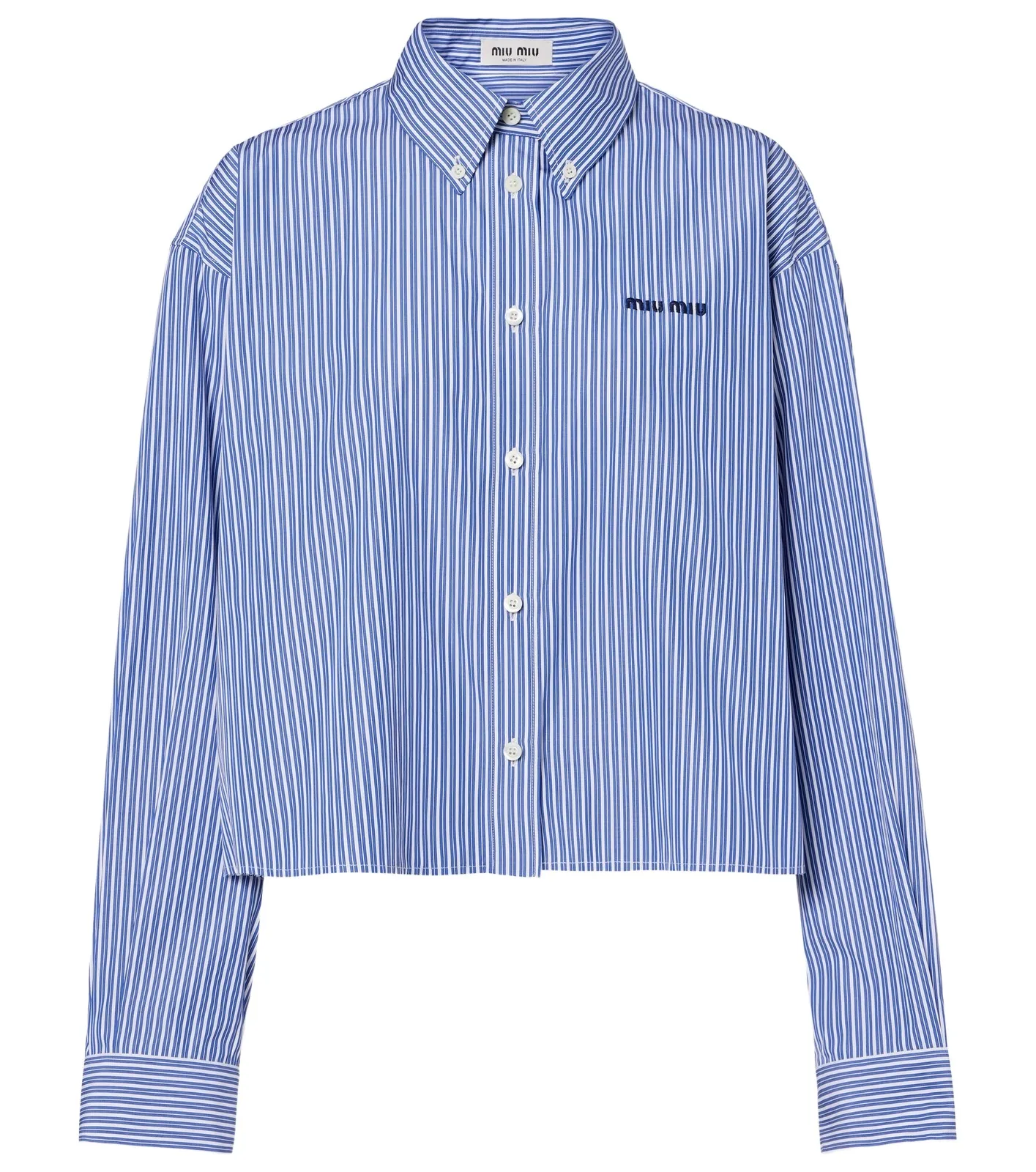 Striped cropped cotton poplin shirt