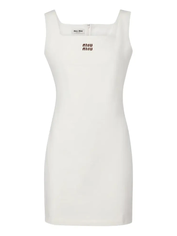 Leather-trimmed cotton jersey minidress Leather-trimmed cotton jersey minidress