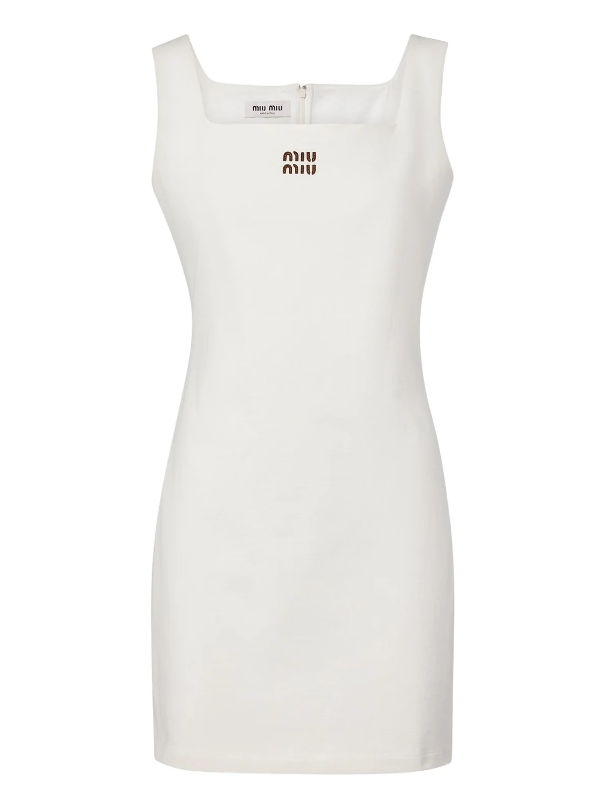 Leather-trimmed cotton jersey minidress