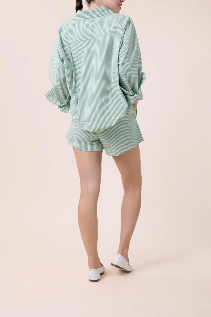 The Lady & The Sailor x Marissa Collections Sunday Shirt - Green White | Thumbnail 5
