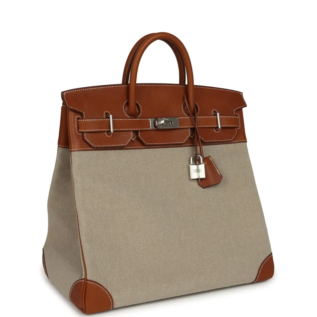 HERMÈS Hermes Birkin HAC 40 Fauve Barenia and Ficelle Toile H Palladium Hardware | Thumbnail 2 HERMÈS Hermes Birkin HAC 40 Fauve Barenia and Ficelle Toile H Palladium Hardware | Thumbnail 2