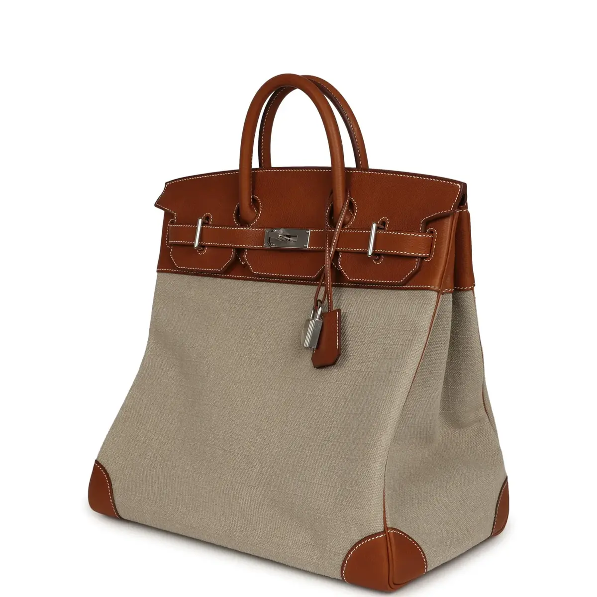 HERMÈS Hermes Birkin HAC 40 Fauve Barenia and Ficelle Toile H Palladium Hardware | Thumbnail 5 HERMÈS Hermes Birkin HAC 40 Fauve Barenia and Ficelle Toile H Palladium Hardware | Thumbnail 5