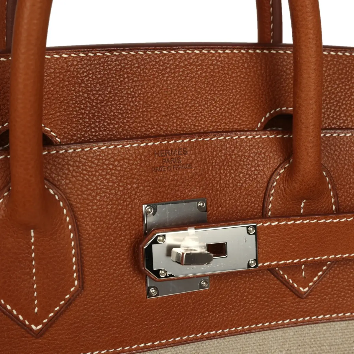 HERMÈS Hermes Birkin HAC 40 Fauve Barenia and Ficelle Toile H Palladium Hardware | Thumbnail 7 HERMÈS Hermes Birkin HAC 40 Fauve Barenia and Ficelle Toile H Palladium Hardware | Thumbnail 7