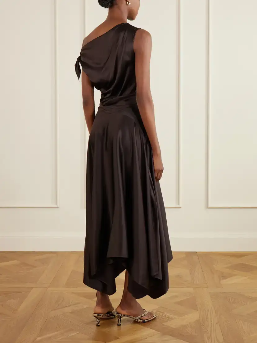 Staud Portia Off-the-shoulder Asymmetric Stretch-silk Gown | Thumbnail 3