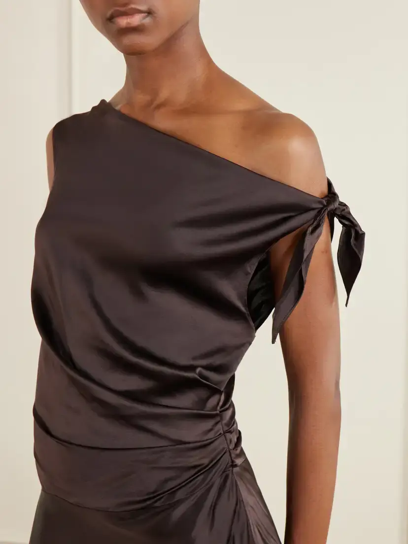 Staud Portia Off-the-shoulder Asymmetric Stretch-silk Gown | Thumbnail 4