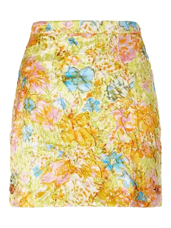 Floral-print Crinkled Duchess-silk Mini Skirt Floral-print Crinkled Duchess-silk Mini Skirt