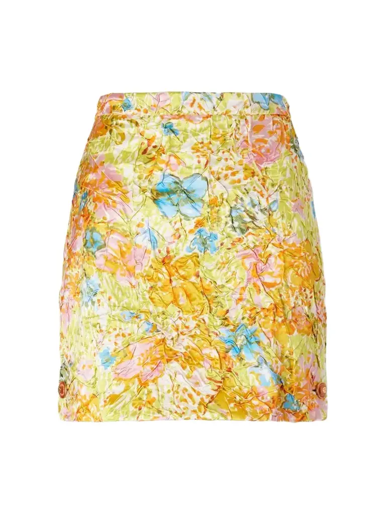 Versace Floral-print Crinkled Silk-duchesse Mini Skirt | Image 1 Versace Floral-print Crinkled Silk-duchesse Mini Skirt | Image 1