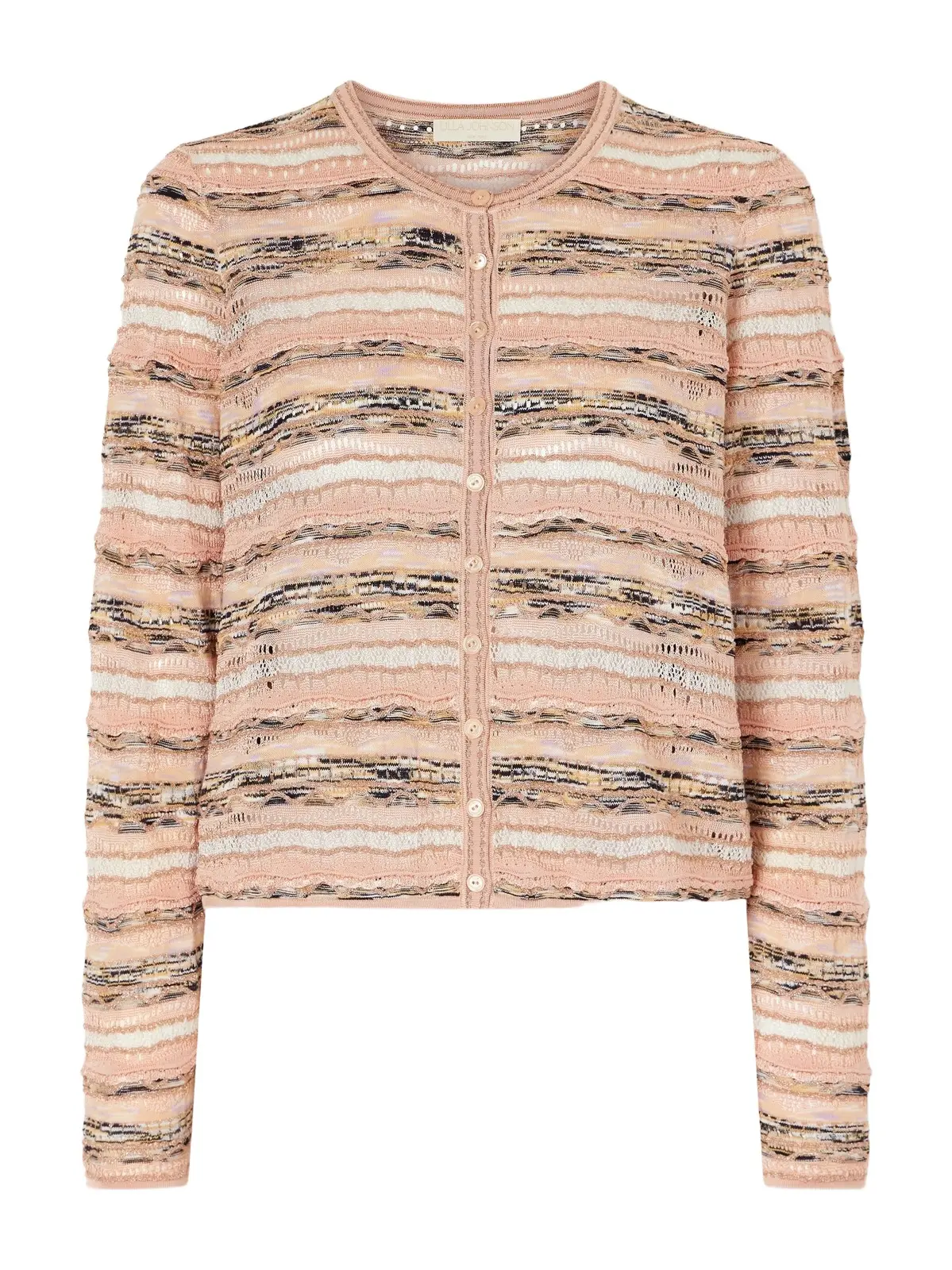 Mia Striped Pointelle-knit Cardigan Mia Striped Pointelle-knit Cardigan