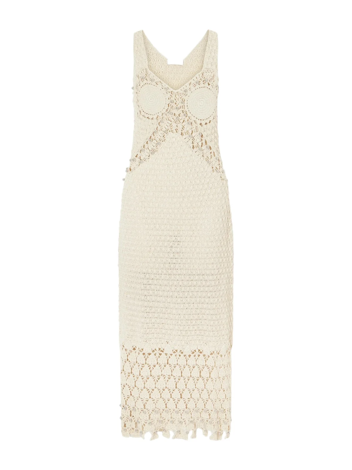 Embellished Crochet-knit Cotton Midi Dress