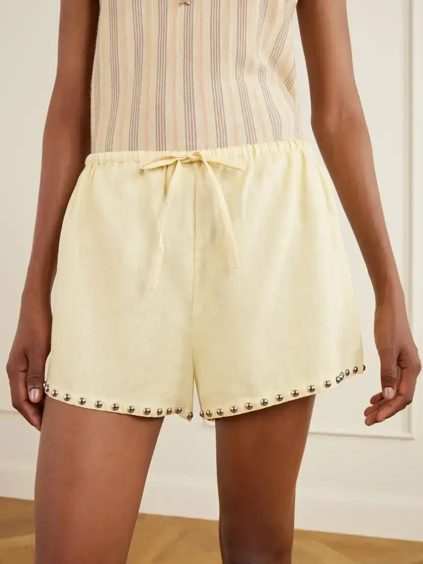 Staud Paddle Studded Linen Shorts | Thumbnail 5 Staud Paddle Studded Linen Shorts | Thumbnail 5