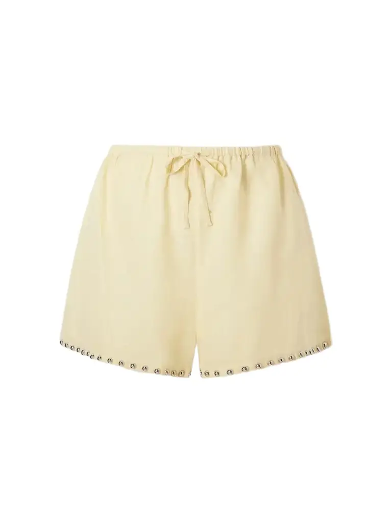 Staud Paddle Studded Linen Shorts | Image 1 Staud Paddle Studded Linen Shorts | Image 1