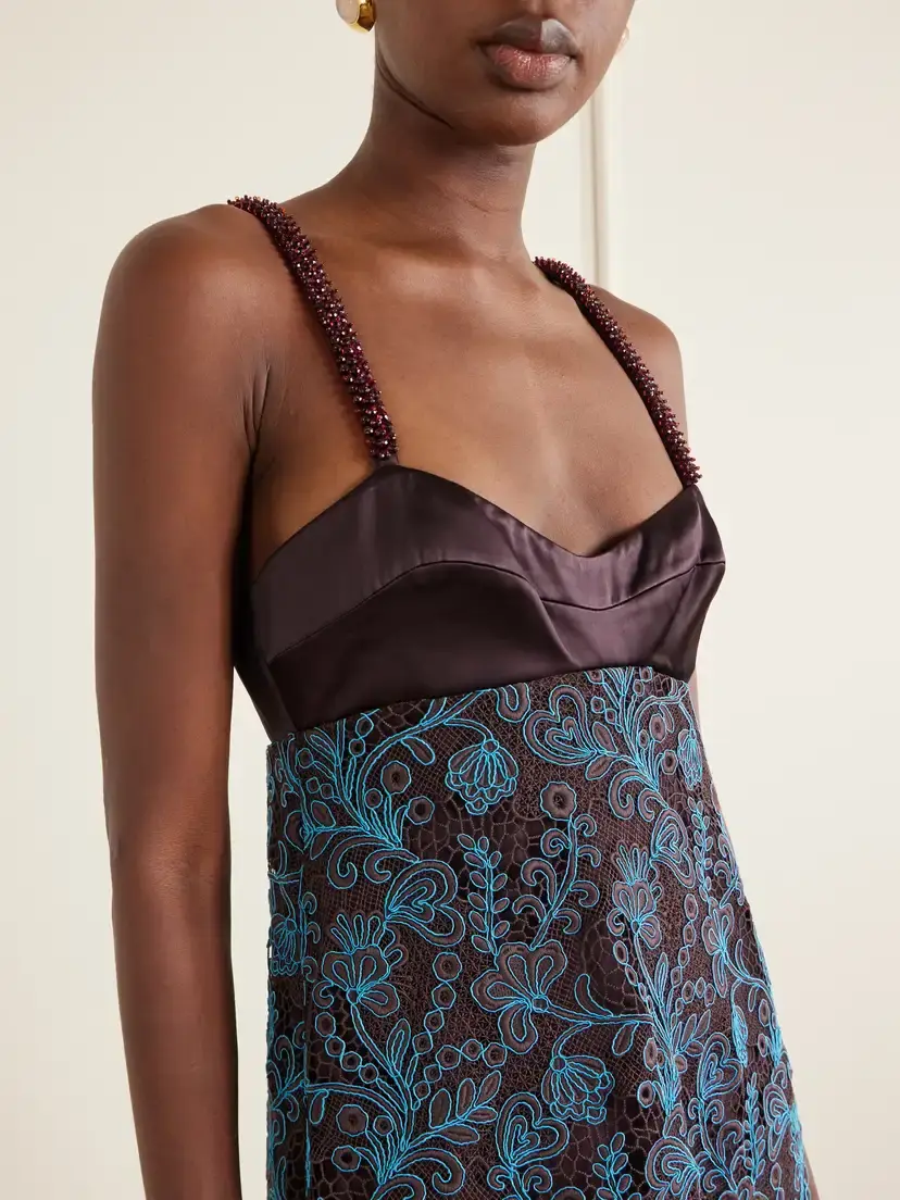 ALÉMAIS Francine Bead-embellished Satin-trimmed Guipure Lace Midi Dress | Thumbnail 4