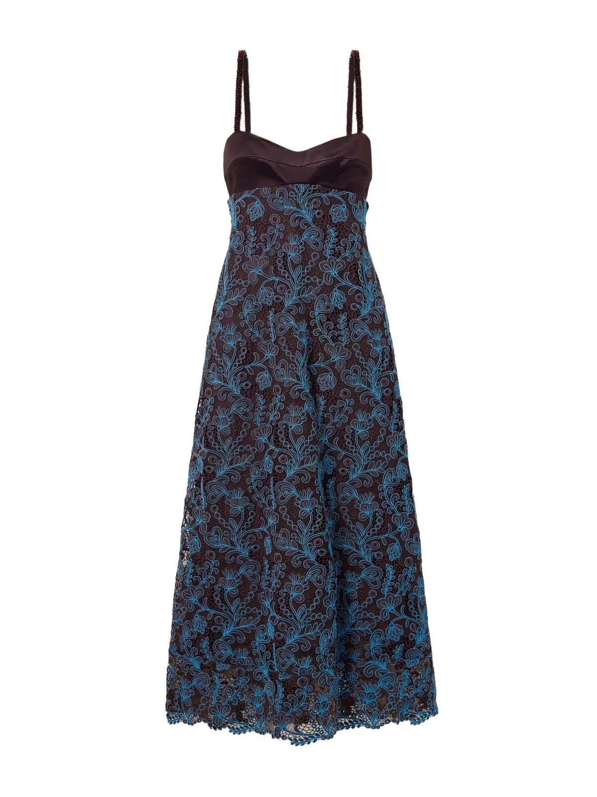 Francine Bead-embellished Satin-trimmed Guipure Lace Midi Dress Francine Bead-embellished Satin-trimmed Guipure Lace Midi Dress