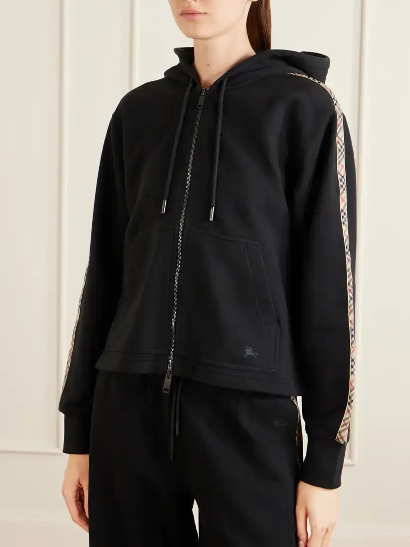 Burberry Harper Checked Cotton-jersey Zip-up Hoodie | Thumbnail 3 Burberry Harper Checked Cotton-jersey Zip-up Hoodie | Thumbnail 3