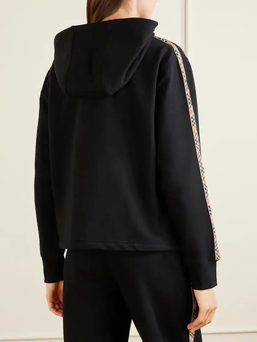 Burberry Harper Checked Cotton-jersey Zip-up Hoodie | Thumbnail 4 Burberry Harper Checked Cotton-jersey Zip-up Hoodie | Thumbnail 4