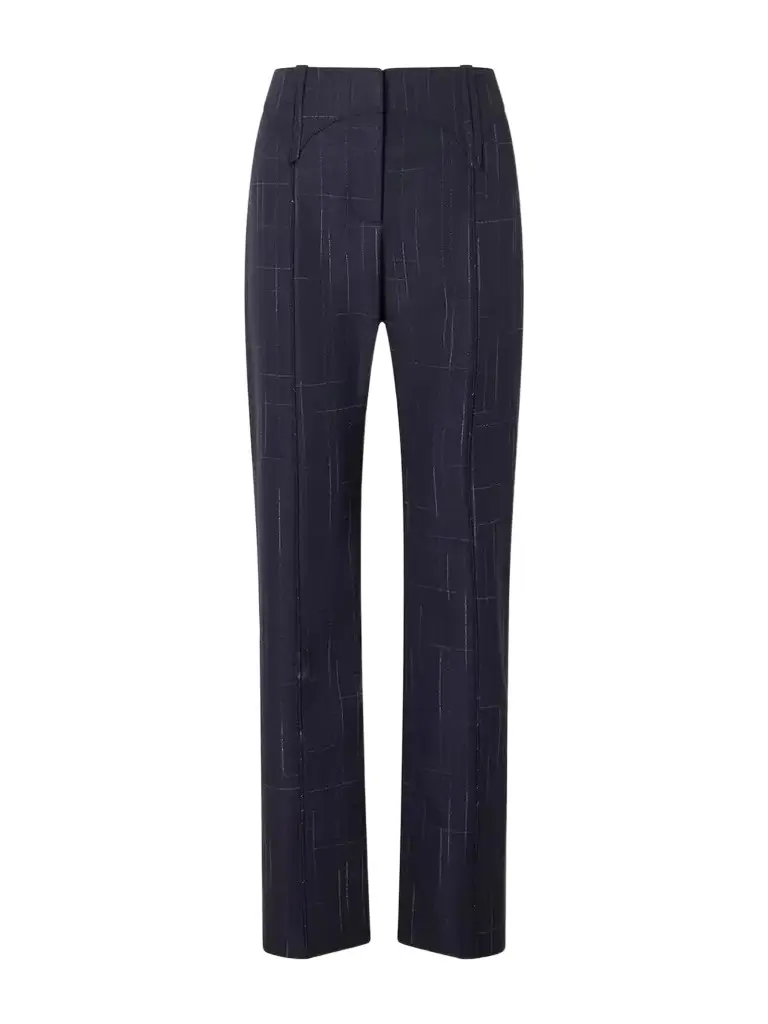 Tory Burch Checked Wool-blend Straight-leg Pants | Image 1 Tory Burch Checked Wool-blend Straight-leg Pants | Image 1