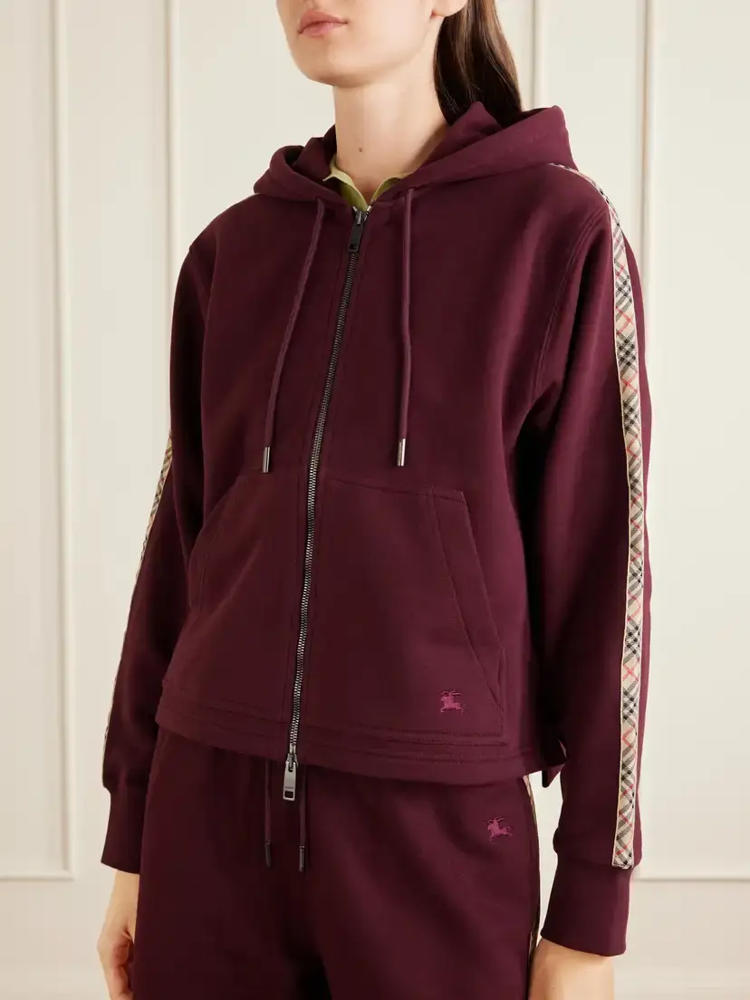 Burberry Harper Checked Cotton-jersey Zip-up Hoodie | Thumbnail 3 Burberry Harper Checked Cotton-jersey Zip-up Hoodie | Thumbnail 3