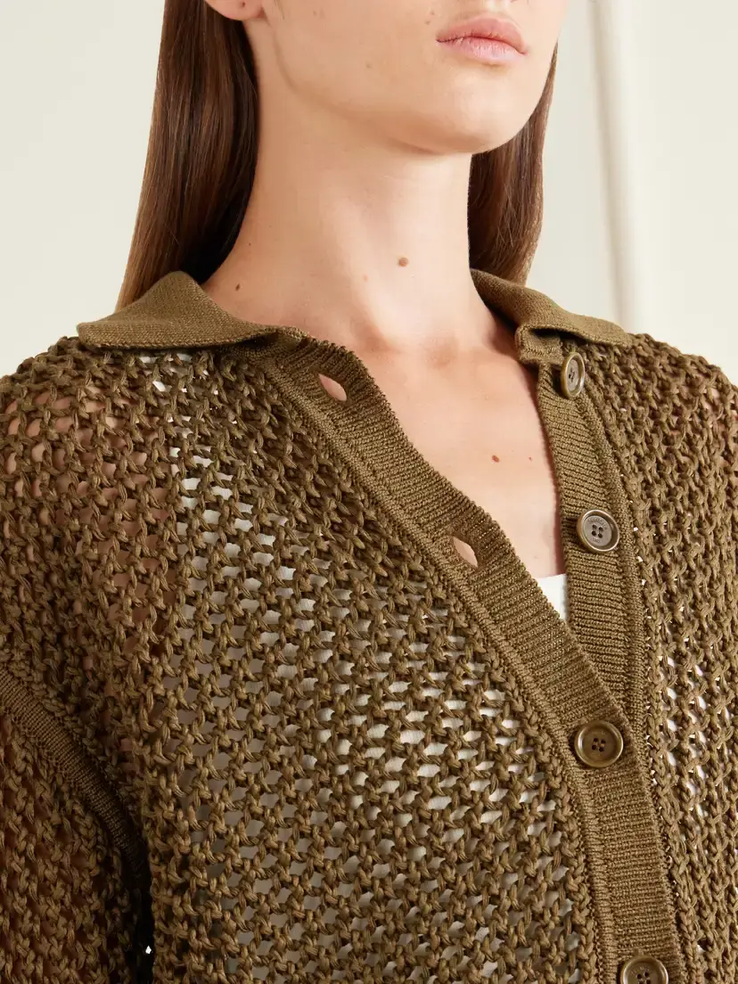 Max Mara Film Crocheted Cotton Cardigan | Thumbnail 4 Max Mara Film Crocheted Cotton Cardigan | Thumbnail 4