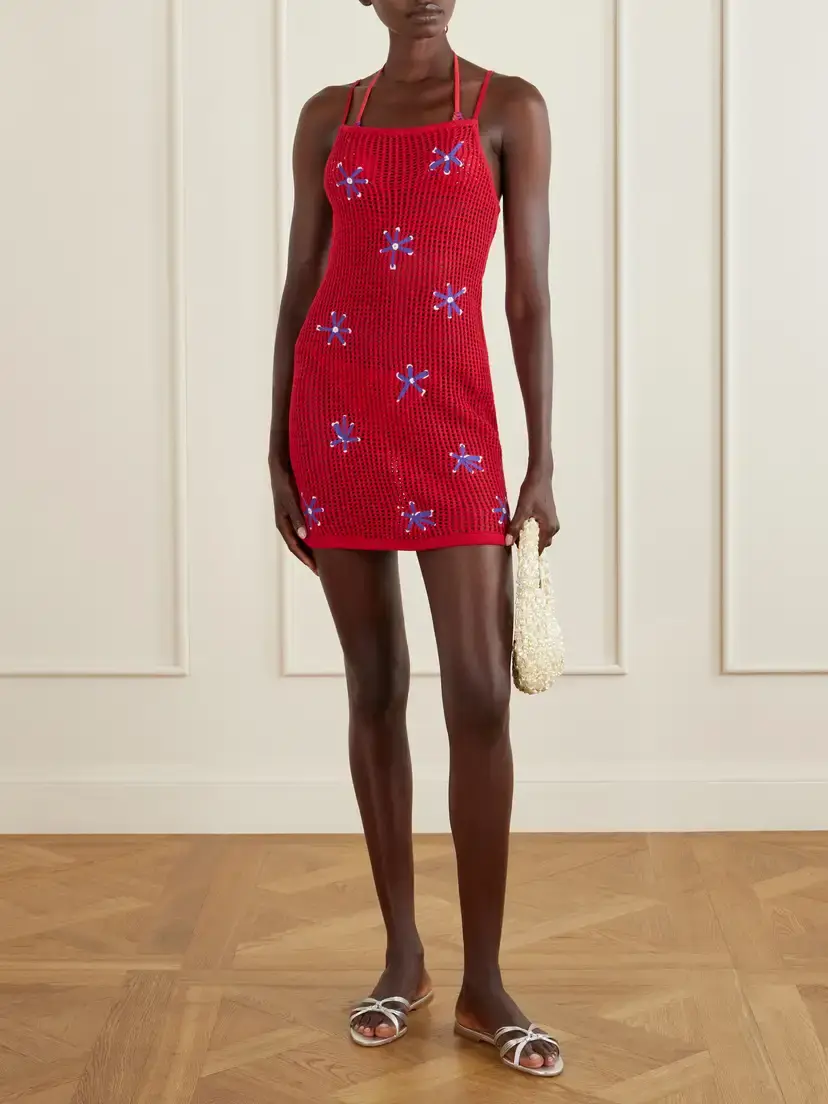 Staud Rio Crocheted Cotton Mini Dress | Thumbnail 2