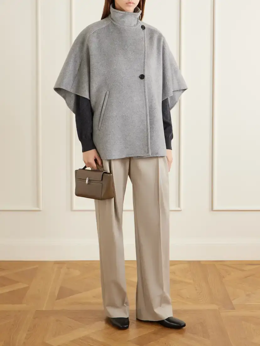 Max Mara Derrik Buckled Leather-trimmed Cashmere Cape | Thumbnail 2 Max Mara Derrik Buckled Leather-trimmed Cashmere Cape | Thumbnail 2