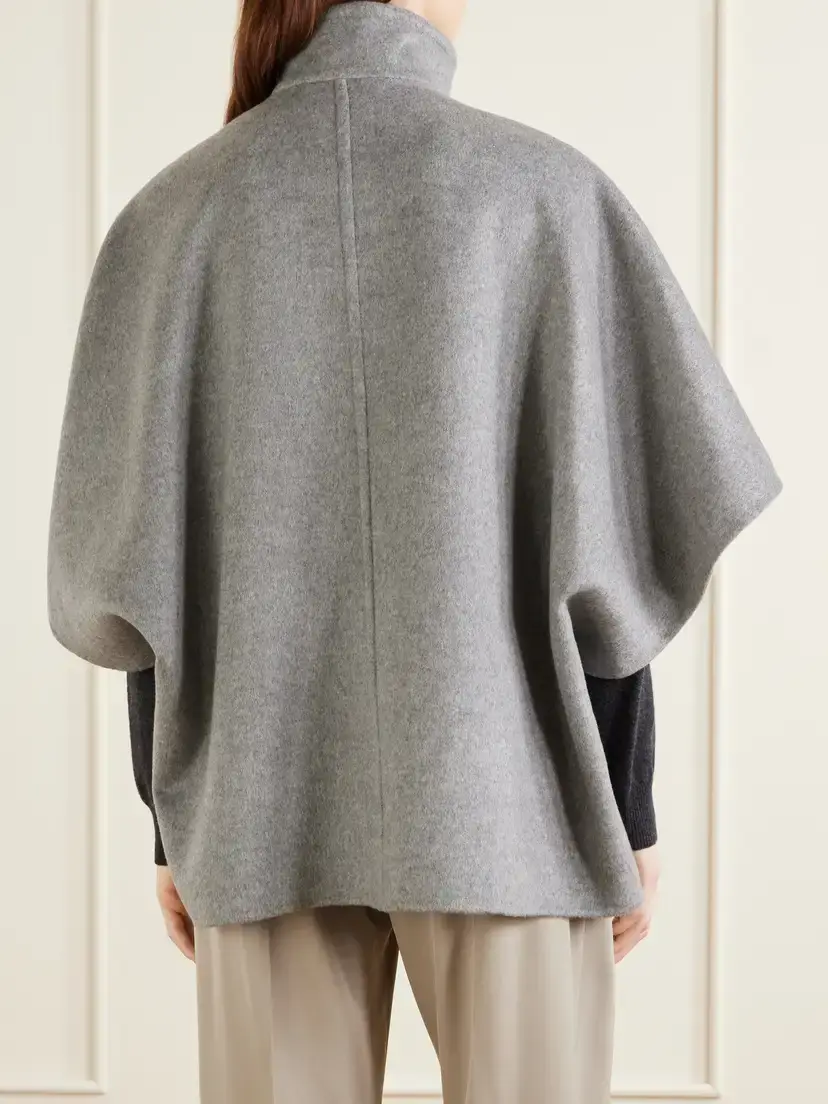 Max Mara Derrik Buckled Leather-trimmed Cashmere Cape | Thumbnail 3 Max Mara Derrik Buckled Leather-trimmed Cashmere Cape | Thumbnail 3