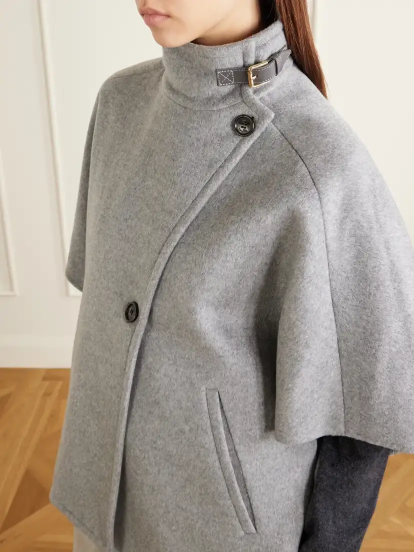 Max Mara Derrik Buckled Leather-trimmed Cashmere Cape | Thumbnail 4 Max Mara Derrik Buckled Leather-trimmed Cashmere Cape | Thumbnail 4