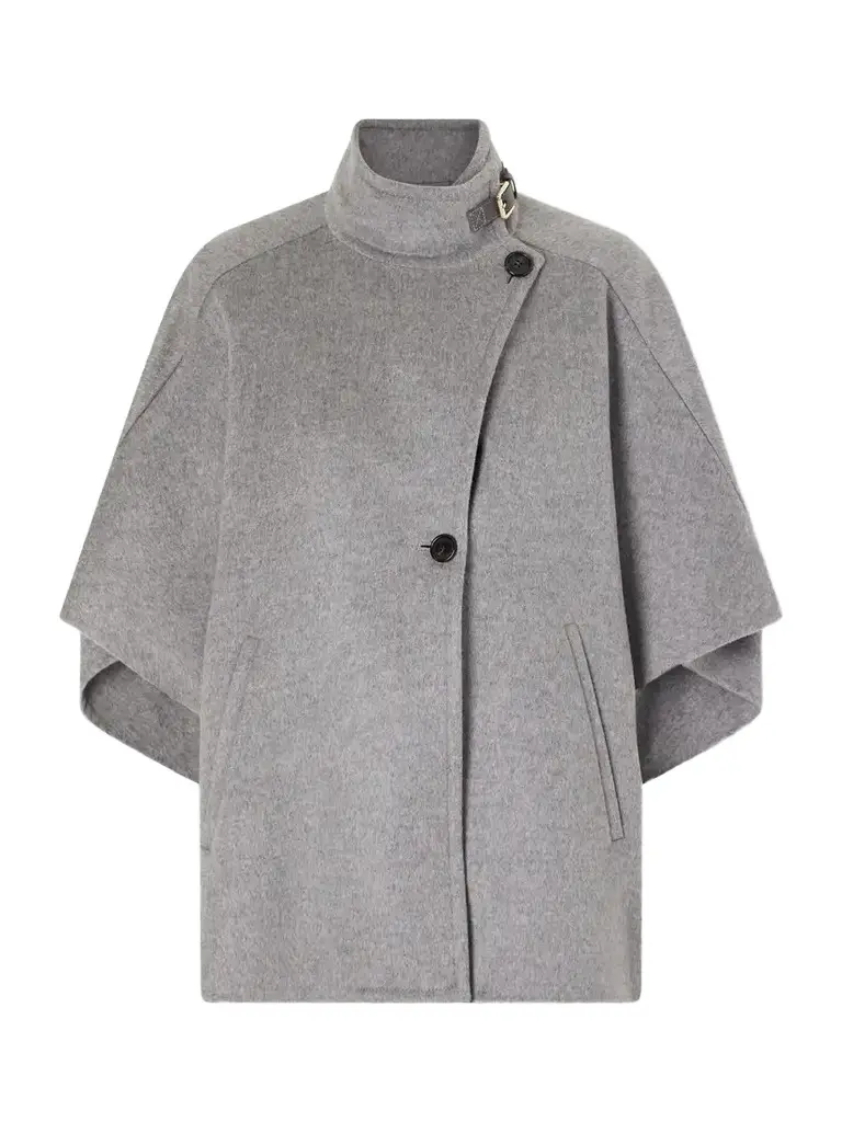 Max Mara Buckled Leather-trimmed Cashmere Cape | Image 1 Max Mara Buckled Leather-trimmed Cashmere Cape | Image 1