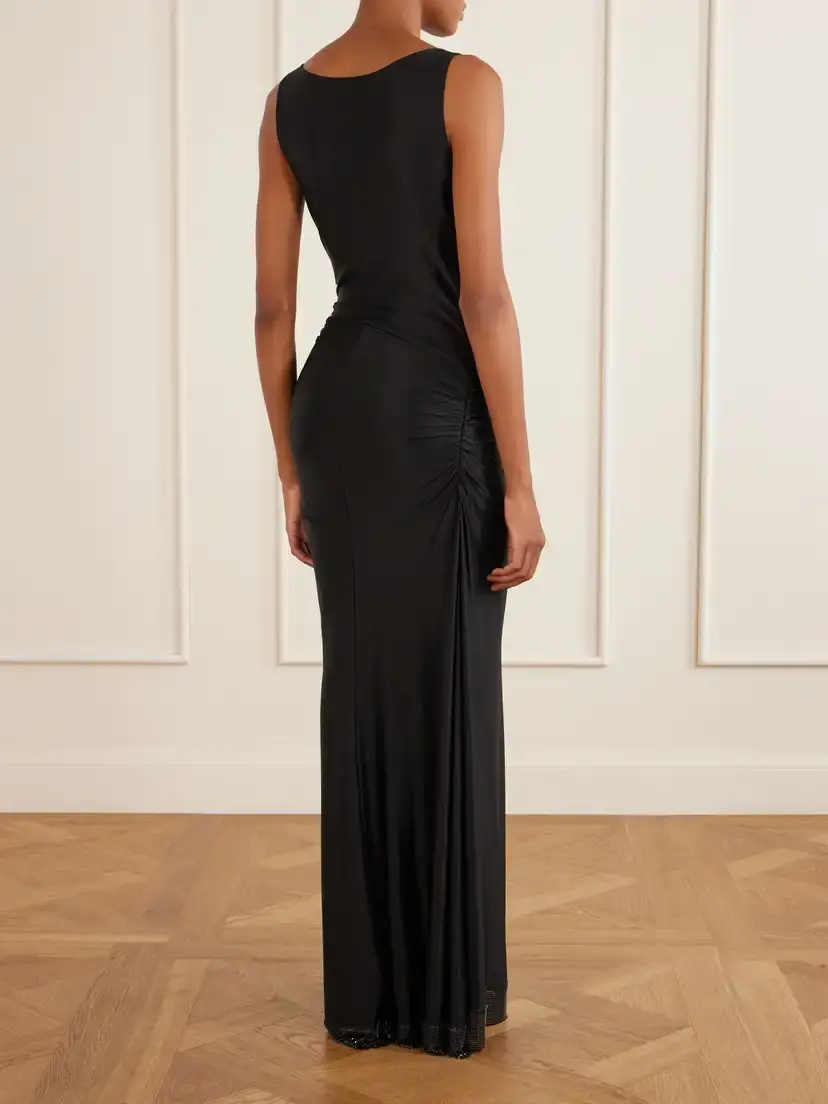 Rabanne Mesh-detailed Jersey-satin Maxi Dress | Thumbnail 3