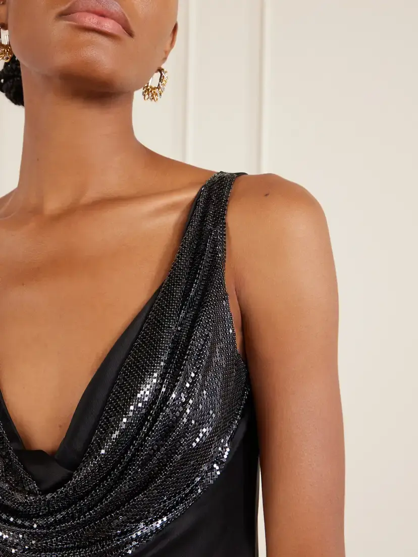 Rabanne Mesh-detailed Jersey-satin Maxi Dress | Thumbnail 5