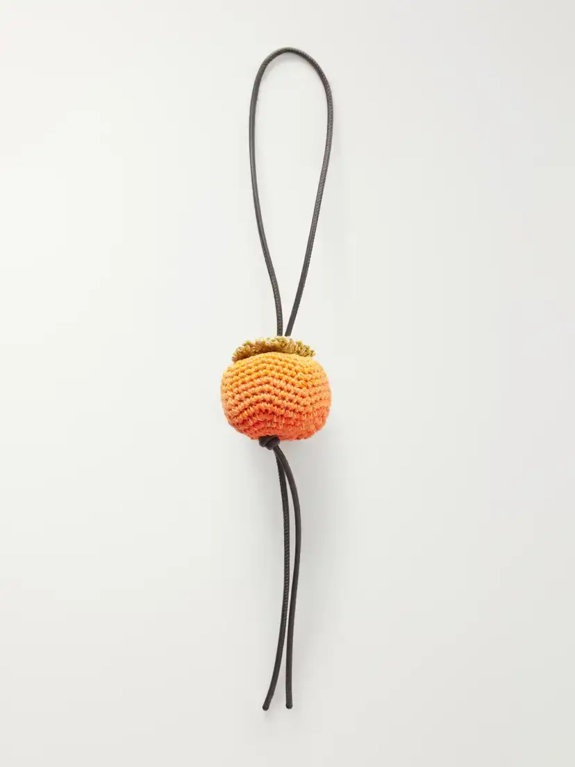 JW Anderson Persimmon Crocheted Cotton And Leather Bag Charm | Thumbnail 3 JW Anderson Persimmon Crocheted Cotton And Leather Bag Charm | Thumbnail 3