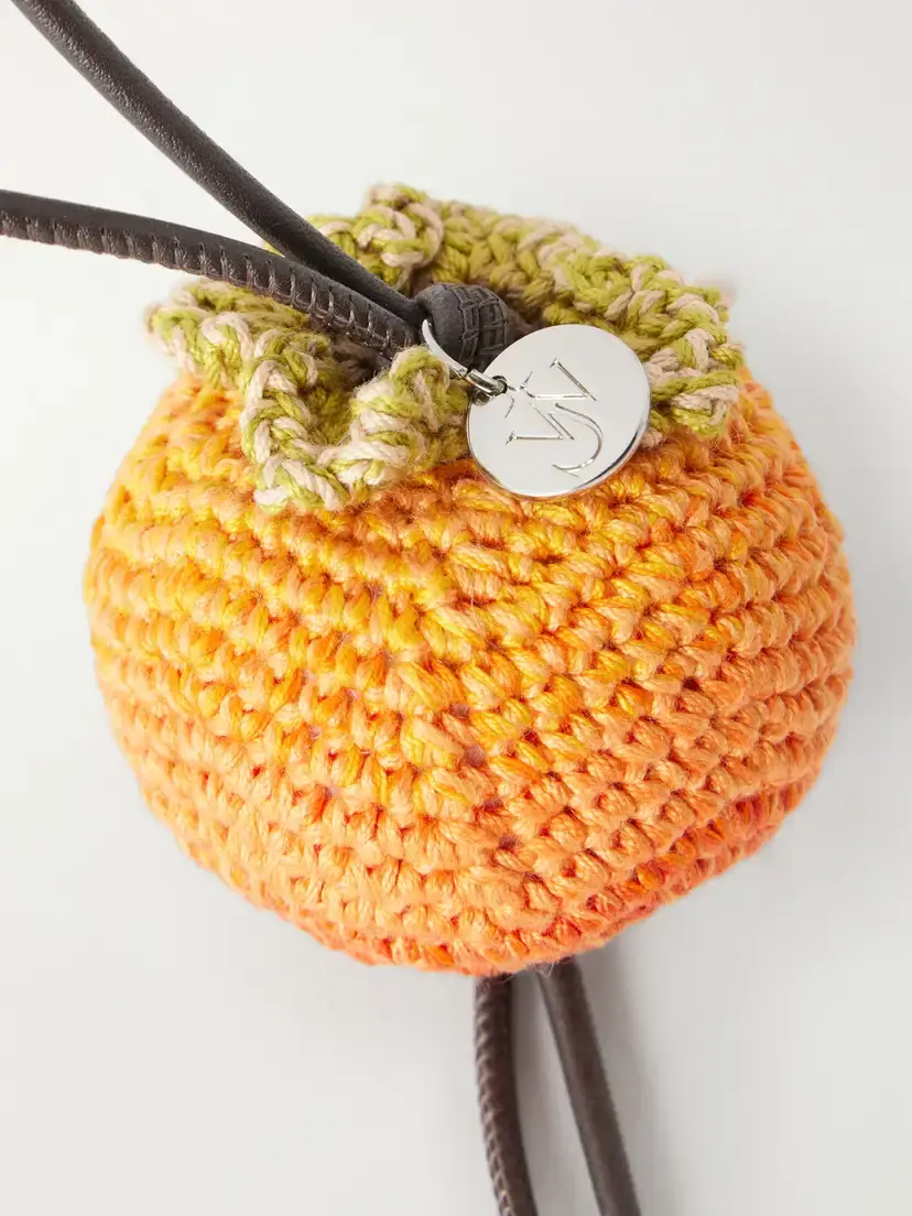 JW Anderson Persimmon Crocheted Cotton And Leather Bag Charm | Thumbnail 4 JW Anderson Persimmon Crocheted Cotton And Leather Bag Charm | Thumbnail 4