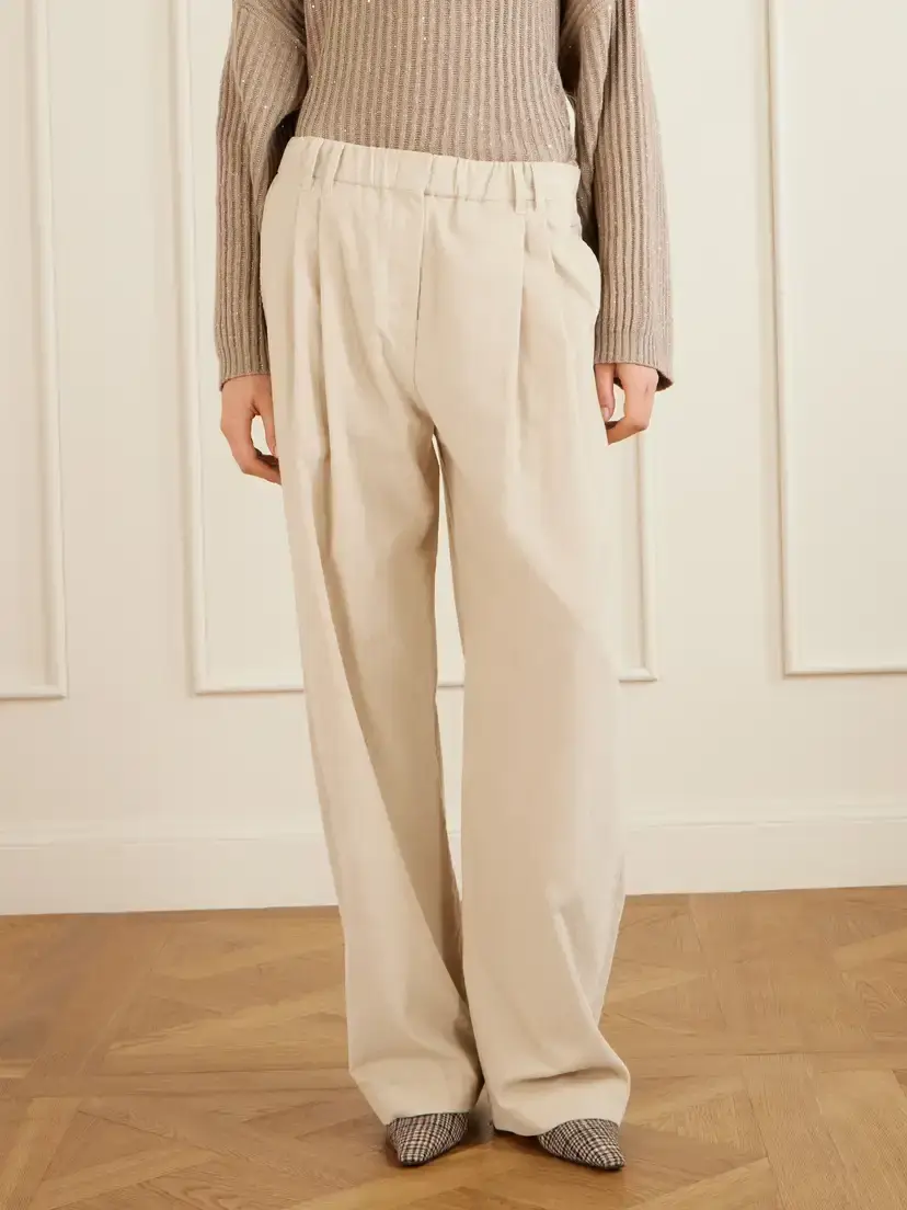 Brunello Cucinelli Pleated Cotton, Lyocell And Cashmere-blend Corduroy Wide-leg Pants | Thumbnail 3 Brunello Cucinelli Pleated Cotton, Lyocell And Cashmere-blend Corduroy Wide-leg Pants | Thumbnail 3