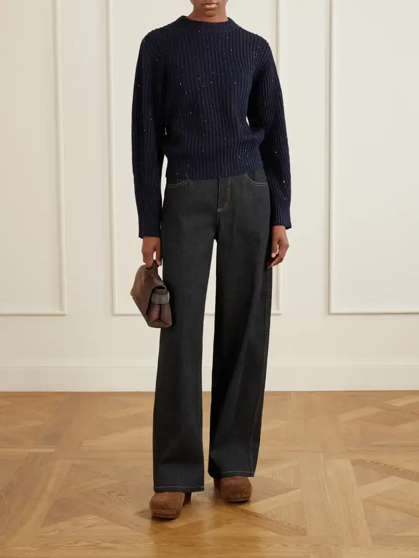 Brunello Cucinelli Bead-embellished Shearling-trimmed Suede Clogs | Thumbnail 4