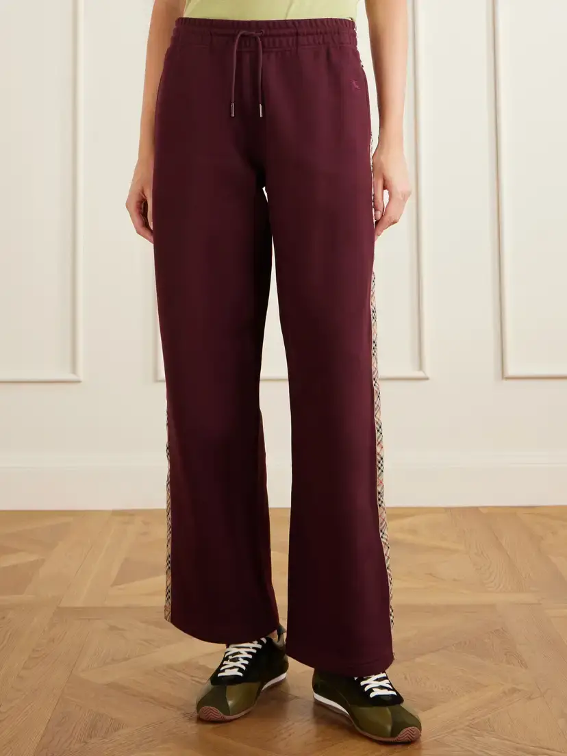 Burberry Jodie Checked Cotton-jersey Straight-leg Track Pants | Thumbnail 3