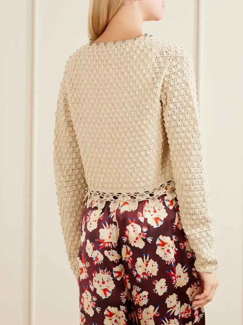 Rabanne Embellished Crocheted Cotton Cardigan | Thumbnail 3 Rabanne Embellished Crocheted Cotton Cardigan | Thumbnail 3